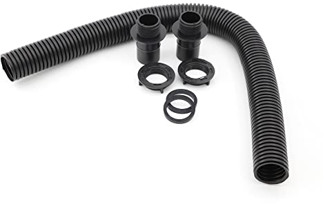 ANGIX Water Butt Connector Kit for Downpipe, Pipe Fitting & Joining, Butt Connector Pipe Link Kit, Rain Barrel Hose Linking Kit - Black