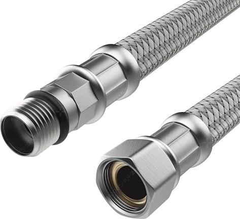 Flexschlauch Edelstahl - Panzerschlauch Anschlussschlauch für Sanitär, Heizung, WC, Solar, Hauswasserwerk - Made in Germany (M10 x 3/8 ÜM - 50 cm, DN8)