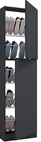 VCM Holz Schuhschrank | Maße: H. 180 x B. 50 x T. 17 cm | 2 Drehtüren - Fulisa XL