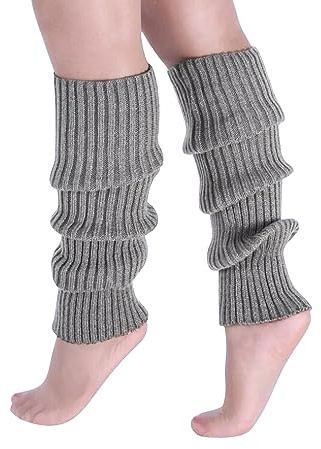 Suxgumoe Women's Long Winter Leg Warmers, Winter Knitted Legwarmers, Girls' Boots, Boot Cover, Alpaca Socks for Autumn and Winter (Gray, One Size)