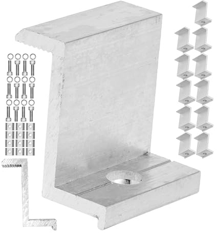 Endklemme für Solarmodul, 12 Stück, für 45 mm Modulhöhe, aus Alu, inkl. Befestigungszubehör, Solar Montageschiene Zubehör für gerahmte Module, PV Modul Halterung, Solarpanel Randklemme Photovoltaik