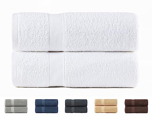 Todocama - Set di 2 asciugamani da bagno grandi, 100% cotone da 550 g/m², extra morbidi, altamente assorbenti e ad asciugatura rapida, 100 x 150 cm, colore bianco