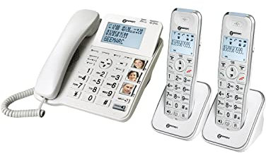 Geemarc Telecom Big Button Corded and Twin Cordless Phone set with intergral