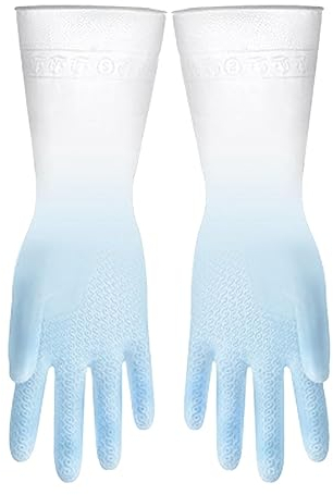 Haushaltshandschuhe, Eng Anliegend, Reißfest, Geschirrspülhandschuhe, Wasserdicht, Langlebig, Hautfreundlich für Zuhause (Blau)