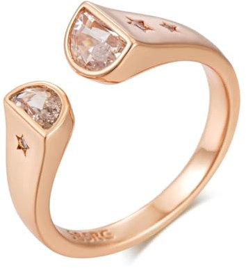 Ringe Ring Damen Finger Frauen Herren Geschenk Modischer Natürlicher Zirkon-Ring Für Frauen,Mädchen,Party,Jahrestag,Geschenk,Größenverstellbar,585 Rosegold
