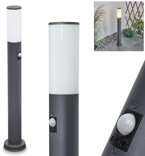 HOFSTEIN Wegeleuchte Caserta, Außenwegeleuchte mit Bewegungsmelder aus Metall/Kunststoff in Anthrazit/Weiß, moderne Außenleuchte für Garten, Außenbereich, Hof, Terrasse, Höhe 80 cm, E27, IP44