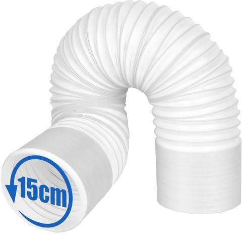 Texliney Tubo di Scarico per Climatizzatore, 150 mm, Lunghezza 2 m, Materiale PVC, Colore Bianco, Prolunga per Condizionatore Portatile e Cappa Aspirante