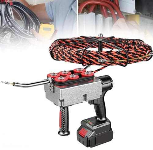 Cinta pasacables eléctrica portátil, enhebrador de Tubos, máquina automática de encordado de Cables, Extractor de Cables eléctrico inalámbrico de 40m/Min,37500mAh-15m