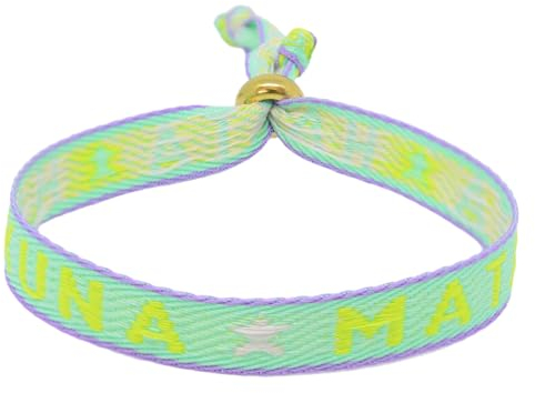 Selfmade Jewelry Boho Damen Armband Stoff Armbändchen Mädchen Stoffarmbänder bunt für Festival Outfit Damen (Hakuna Matata (Türkis-Grün))