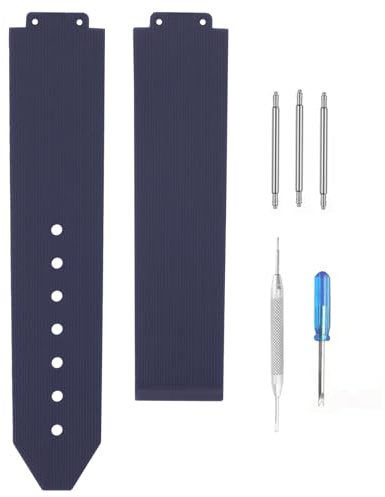 unilabo Gummi-Uhrenarmband, kompatibel mit Hublot, 13 mm x 20 mm x 18 mm, Silikon-Uhrenarmband ohne Metallschnalle, für Damen, Schwarz (Blau)