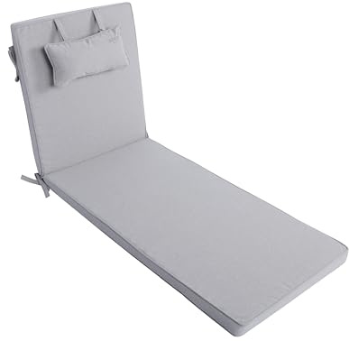 LILENO HOME Cuscino per sedia a sdraio e lettino prendisole, confezione da 1, argento, ideale per lettini da spiaggia e da giardino