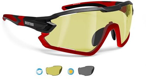 BERTONI Fahrradbrille Sport Sonnenbrille Radbrille MTB mit Sehstärke für Brillenträger mod. QUASAR