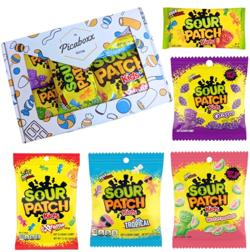 Picaboxx | Sour Patch Kids | American Candy Gift Box | Sweet & Chewy Candy | Vegetarian | Vegan Sweets | Halal Sweets | American Sweets | Pack of 1 | Weight 600g