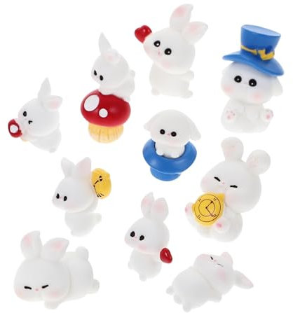 ORFOFE 10stücke Kaninchenfiguren Aus Kunstharz Cartoon Miniatur Kaninchen Dekoration Für Garten Und Innenbereich Mikro-landschaftsdekorationshase