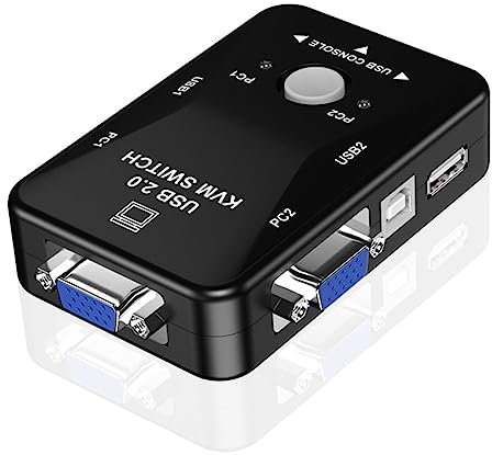 KONTONTY 2-port Vga Usb Switch Box Keyboard and Mouse Support for Desktop Computers Manual Video Signal Converter for Office and Home Use