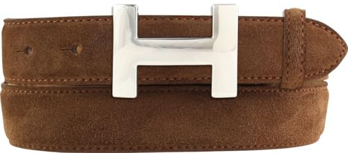 BELTINGER Damen-Gürtel HELEN aus Veloursleder 3,0 cm | Velour-Ledergürtel für Damen 30mm | Wildleder-Gürtel mit silber, glänzender Gürtelschließe