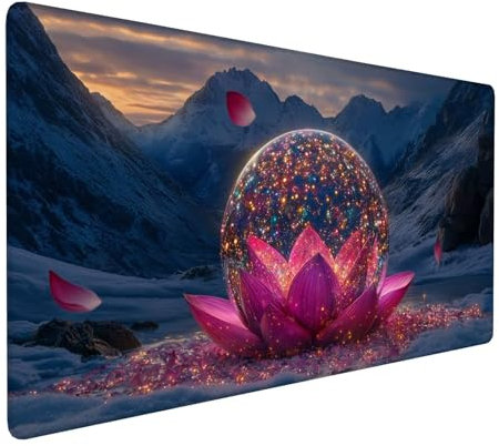 Rosa Mauspad 600 x 300 x 3 mm,XXL Gaming Mauspad Lotus,Verlängertes Groß Mauspad Schreibtischauflage,Wasserdicht Mauspad,Genähte Kanten Mauspad,rutschfeste Gummibasis,Mauspad Gamer,Geschenk Y-230