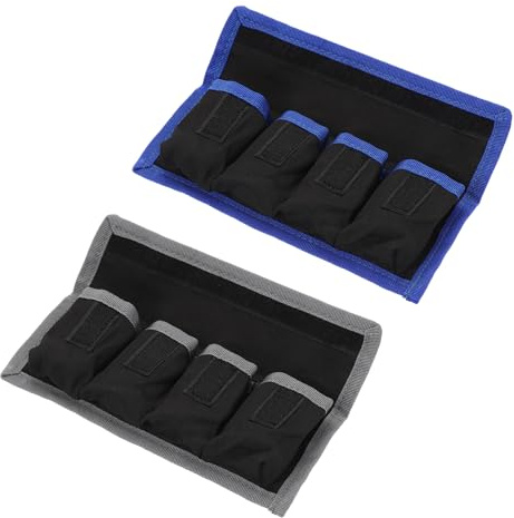 PATIKIL Custodia per Batterie Fotocamera, 4 Tasche in Nylon Custodia per Batterie DSLR Porta Batterie AAA e LP-E6 LP-E8 NP-FW50 EN-EL14 EN-EL15 (Grigio, Blu)