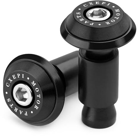 CXEPI Ø22mm (7/8) Contrappesi per manubrio,Set Moto Manubrio Blocco Manopole Tappo Alluminio universali Tappi Manubrio Mtb Bici,Nero