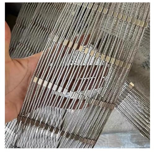 DTVEW 304 Edelstahl-Maschendraht, Flexibles Kabel-Drahtseil X-Typ-Masche, 10cm/2mm Treppenzaun-Maschendraht, Robustes Hirschzaunnetz(0.5x12m)