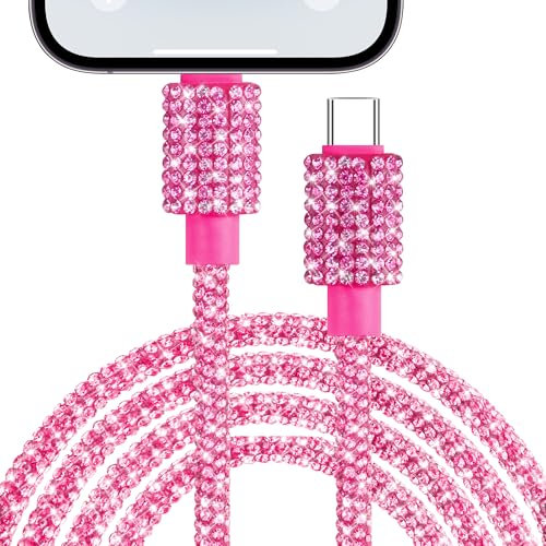 Coolden Câble USB C vers iPhone 1.2M 66W Diamond Charge Rapide et Données pour iPhone 14/13/12/11/XS/XR/X/8 Plus/iPad/AirPods - Rose