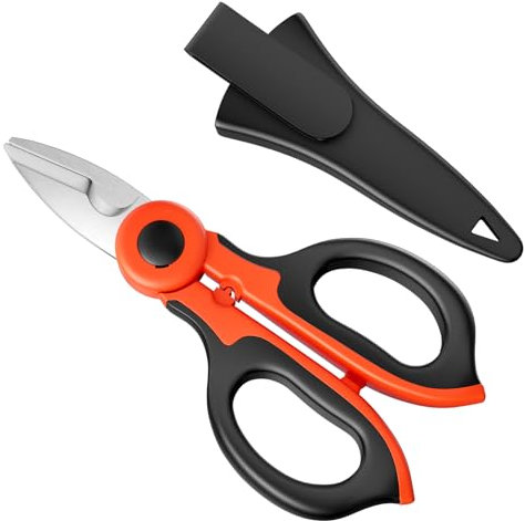 Cigrubo Orangeschwarz Elektriker Schere, Haushaltsschere Testsieger Hochwertig, Kabelschere, Verbandschere, Bastelschere, Scissors, Allzweckschere, Tapezierschere, Teppichschere, Universalschere