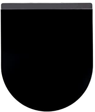 Fanmitrk WC Sitz D form mit Absenkautomatik, Toilettendeckel Schwarz, Duroplast Klodeckel mit Schnellverschluss, Toilettensitz Montage von oben, Klobrille mit Metallstreifen-Verzierung