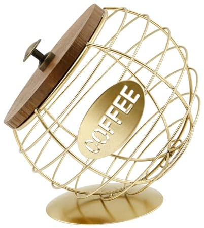Harupink Cesta para cápsulas de café con tapa, moderno soporte de metal de gran capacidad para cápsulas de café expreso