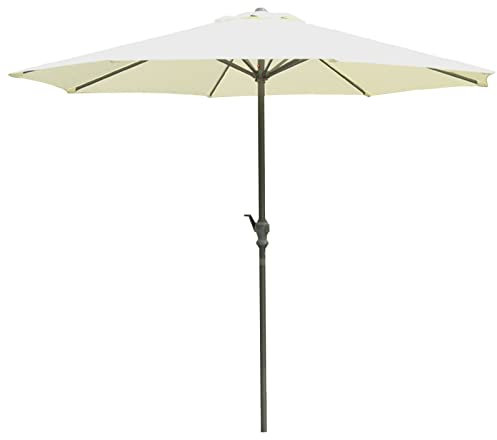 UQACHG Ombrellone da Esterno da 9'/10', Ombrellone da Esterno Alto 8,2', Ombrellone da Spiaggia con 8 Robuste Stecche, Tavolo da Esterno con Manovella,off White-2.7m