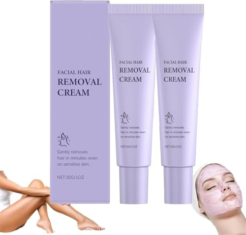 Hydrateology Facial Hair Removal Cream, Gentle and Painless Facial Hair Removal Cream, Face&Body Depilatories， Gentle Face Hair Remover, Hair-Free Skin, For Sensitive Skin (2 Pcs)