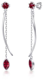 PHNIBIRD 925 Sterling Silber Hypoallergen Tropfen Ohrringe Lang Hängend mit Geburtsstein Elegante Ohrhänger Schmuck Geschenk für Frauen Freundin Mama Mädchen