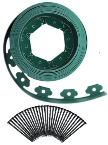 Tira divisora de césped y piedra, tira de borde de césped, 30 anclajes de suelo, tira flexible de 10 m para césped, caminos, grava o macizos de flores, borde de paisaje resistente a la intemperie, 5