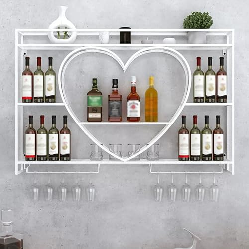 Portabottiglie da parete, grande capacità, per bottiglie di vino e bicchieri, perfetto per casa, bar, sala da pranzo e cucina