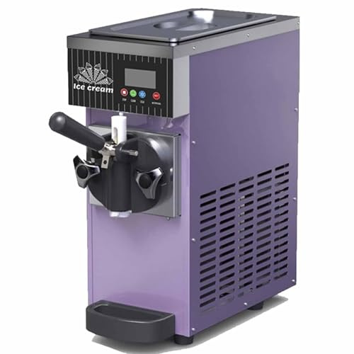 Qiang Single Flavor Ice Cream Machine, 4-8kg/H Output, 3.5L Refrigerated Hopper, 1L Freezing Tank, Auto Clean, LCD Panel, 750W Countertop Soft Serve Ice Cream Maker Purple-BQL28