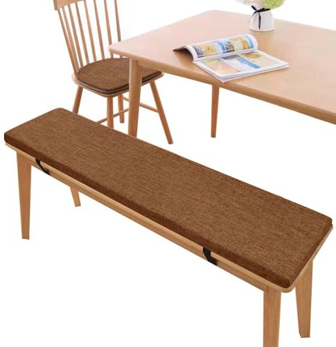 Cuscino per panca da giardino spesso 5 cm, 140 x 35 cm, marrone, per uso interno/esterno, perfetto per cucina, davanzale e mobili da patio