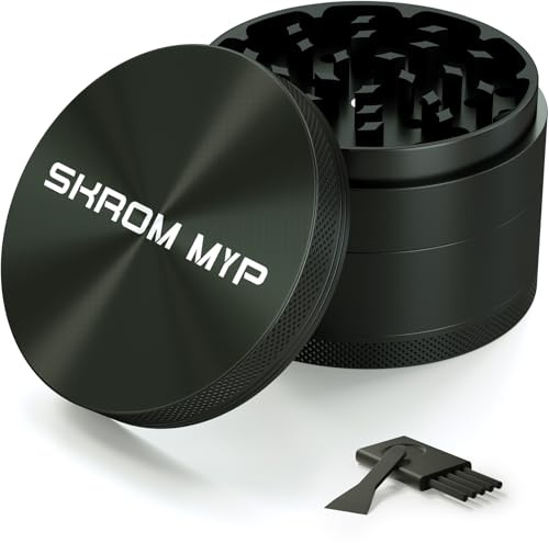 Grinder e Tritatore Set 4 Pezzi, Grinder Grande 75mm per Erbe, Lega di Alluminio con Raschietto per Polline per Spezie, Erbe, Condimenti (Nero)