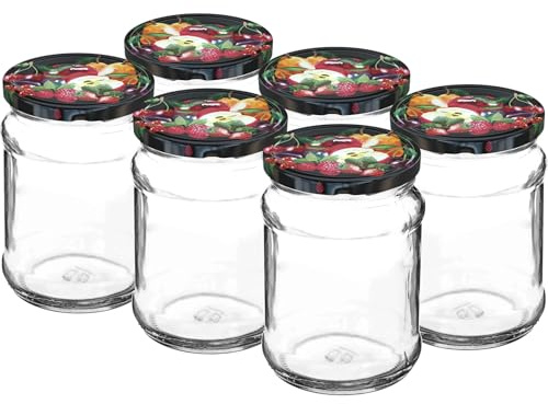 lilawelt24 6er-Set Konfitüregläser 250ml mit Twist-Off-Deckeln Einmachgläser für Marmelade, Honig, Gewürze, Vorratsgläser Marmeladengläser|Joghurtgläser Weckgläser Tulpenglas Dessertglas