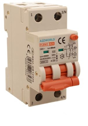 Interruttore Differenziale Magnetotermico Tipo A 25A B25, RCBO Bipolare 2P Vero (NO 1P+N), Curva B 6kA 30mA, Doppio Leva con Diagnostica Visiva, 2 Moduli DIN, Serie PL8M2