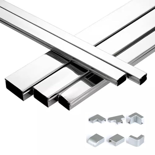 RSBFER 1 m Kabelkanal aus Edelstahl, Offener Kabelkanal für Innen-/Außenbereich/Garage/Lager Kabelkanal-Kabelmanagement,100x50mm