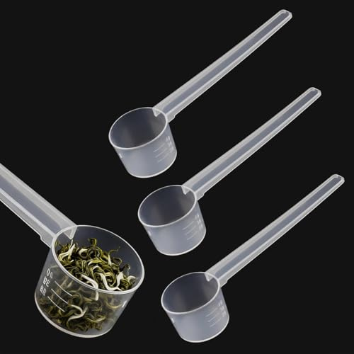 YUVKIN 3 Pièces Cuillères Doseuses avec Graduation, Ensemble à Mesureur pour Protéine Poudre et Café, Doseuse Café et Cuillère Mesure en Plastique avec Mesure Règle (2g, 3g, 4g, 5g) (Transparent)