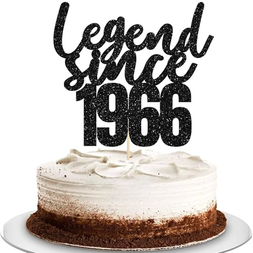 Gyufise 1 Pack Legend Since 1966 Cake Topper 60th Birthday Happy Birthday Cake Decoration Cheers to 60 Years for 60th Birthday Wedding Anniversary Party Decoration Supplies Black