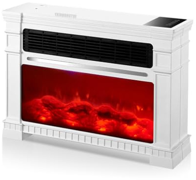 YXINHONGYUE Calefactor portátil Tipo Chimenea eléctrica para el hogar Dos Niveles de Calor Ajustables 2 en 1 para Dormitorio u Oficina con Control Inteligente por Voz,Blanca