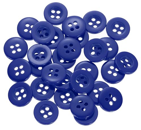 QUARKZMAN 60 Stück Knöpfe Blau Harz Knopf 10mm Kunststoff Bastelknöpfe 4-Loch Runde Kinderknöpfe Buttons zum Nähen für DIY Scrapbooking Deko Bekleidung Mantel Hemden Blusen Hosen Jacke