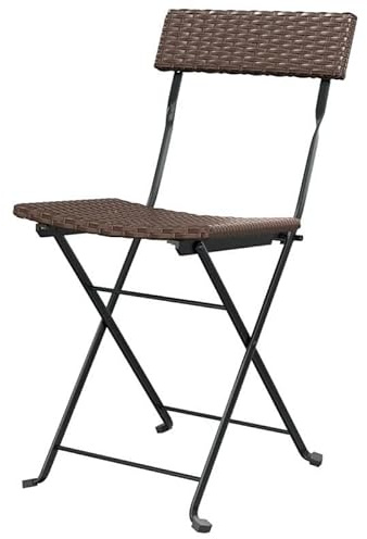Eleganz Bistrostühle 2er Set klappbar aus PE-Rattan & pulverbeschichtetem Stahl - Leichte Gartensitzmöbel für Balkon, Terrasse oder Café