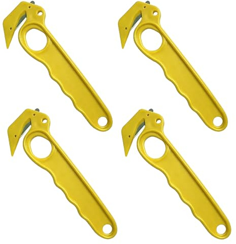 4 Pièces Cutter Securite,Cutter Couteau Crochet,Couteau Sécurité Jaune