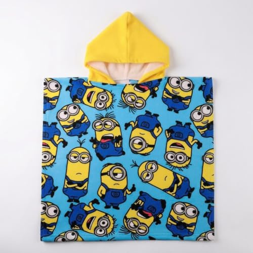 Poncho Minions Niño y Niña - Poncho Infantil Minions con Capucha y Secado Rápido, Toalla Poncho Niños, Playa, Piscina y Verano, Baño Infantil Ligero y Absorbente