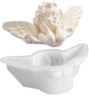per gesso a forma di angelo, stampo 3D in silicone per fondente, kit di fusione in resina di gesso fatto a mano, strumento da forno dettagliato con cherubini, strumento riutilizzabile per