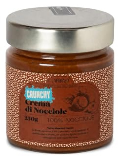 Crema di Nocciola 100% Crunchy 250g, Vegan, Senza Glutine, con Nocciole Italiane, Crema Spalmabile Croccante in Barattolo di Vetro
