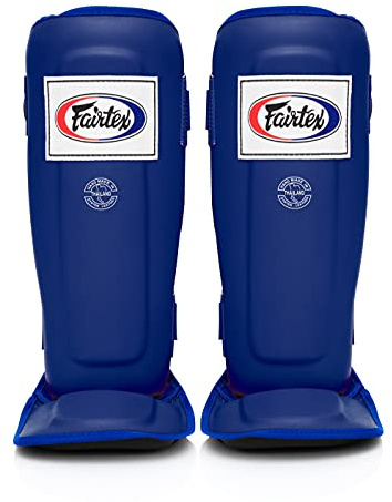 Fairtex SP3 Muay Thai Schienbeinschützer für Herren, Damen, Kinder | MMA-Training| Hochwertig, Leicht & Langlebig | Vermeiden Sie Schienbeinschienen während des Trainings(Large-Blau)