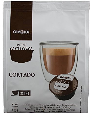 Gimoka Puro Aroma Cortado,Poudre de Lait Entier avec Café Soluble, Capsules de Café, Compatibles avec Nescafé Dolce Gusto, Brun, 160 Capsules